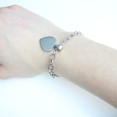 Unique Photo / Text Engraved 'Anastasia' Heart Charm Bracelet - Click Image to Close