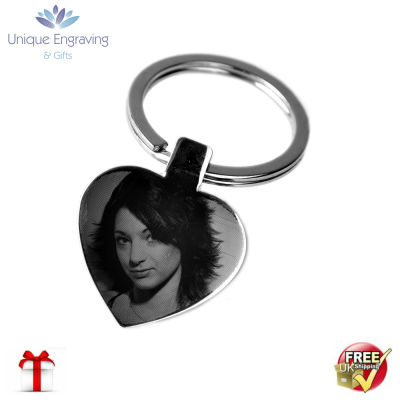 Unique Photo Engraved Heart Keyring